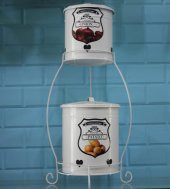 2li Standlı Ferforje Sebze Bakliyat Erzak Saklama Kutusu - 1