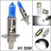 Beyaz 6'lı Set H1 Xenon Görünümlü Halojen Ampul , Sofit Led Tavan Plaka Ampulü , T10 Led Park Ampulü - 1
