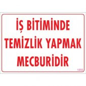 SÖNSAN UYARI LEVHALARI -İŞ BİTİMİNDE TEMİZLİK  YAPMAK MECBURİDİR-  PVC 25X35 CM - 1