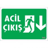 SÖNSAN UYARI LEVHALARI -ACİL ÇIKIŞ   AŞAĞI  PVC 17,5-25 CM - 1