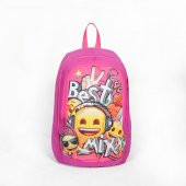 Yaygan İki Bölmeli Emoji Pembe Okul Çantası 23086 - 1