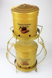 2li Standlı Ferforje Altın Patates Soğan Saklama Kutusu - 1