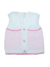 1 Yaş Kız Bebek Kolsuz Yelek Pembe Beyaz Kız Bebek Yelek - 1