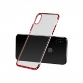 Baseus iPhone X Glitter Serisi Şeffaf Sert Arka Kapak Kırmızı + Ekran Koruyucu - 3