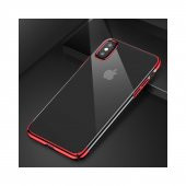 Baseus iPhone X Glitter Serisi Şeffaf Sert Arka Kapak Kırmızı + Ekran Koruyucu - 5