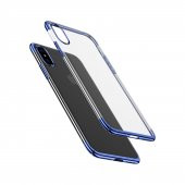 Baseus iPhone X Glitter Serisi Şeffaf Sert Arka Kapak Mavi + Ekran Koruyucu - 1