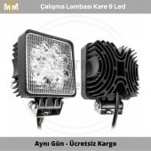 Off Road Sis Farı Çalışma Lambası Kare 9 Led 12V 24V - 1