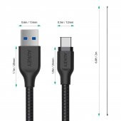 AUKEY CB-AC2 USB 3.1 USB A To USB C Kablosu Örgülü (2mt) Siyah - 2