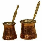Dövme Bakır İşlemeli Cezve (2 li) - 1