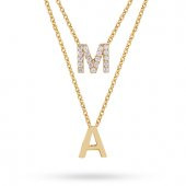 Goldstore 14 Ayar Altın Düet İki Harfli Kolye GP42087 - 3