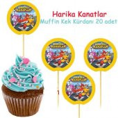 20 Adet Harika Kanatlar (Super wıngs) Sunum Kürdanı  Erkek Doğum Günü Parti Malzemesi - 2