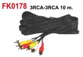 3 Rca to 3 Rca Görüntü ve Ses Kablosu 10 metre - 1