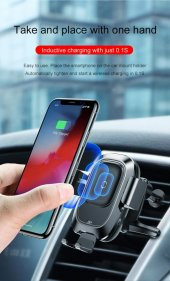 Baseus Smart Vehicle Bracket Wireless Charge Kablosuz Şarj Cihazı - 1
