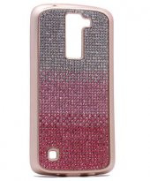 LG Stylus 2 Kılıf Mat Lazer Taşlı Silikon Pembe - 1