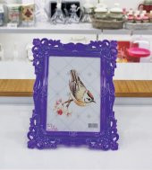 Plastik Mor Hediyelik Resim Çerçevesi Kenarı Fiyonklu ( 15x21cm) - 1