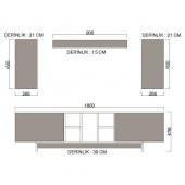 BMdekor TV Ünitesi Vienza Beyaz Ceviz 180 cm - Modatte - 3