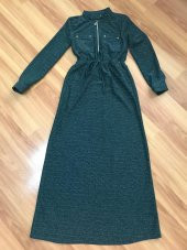 Zerde Jeans Kendinden Desenli Elbise - 1