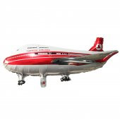 1 Adet Beyaz Kırmızı Uçak Folyo Şekilli Uçan Balon - 1