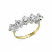 Altın 5 Taş Yüzük SWAROVSKİ Taşlı - 1