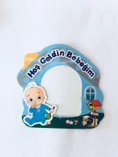25 Adet Mavi Hoşgeldin Bebeğim Magnet Fotoğraf Çerçevesi Erkek - 1