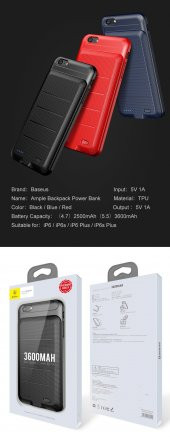 iPhone 7 Plus Şarjlı Kılıf Baseus Ample 3600mAh Kolay Tak Çıkar İ - 3