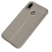 Huawei P20 Lite Karbon Deri Görünümlü Gri Kılıf Arka Koruyucu Kap - 2