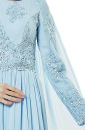 Fashion Night Abiye Elbise-Buz Mavi 2140-14 - 4