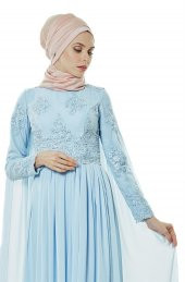 Fashion Night Abiye Elbise-Buz Mavi 2140-14 - 6