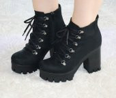 Lady Platform Topuk Bootie, Yüksek Topuk Bayan Bot - 5