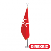Üç Hilal Kırmızı Makam Bayrağı (Telalı-Simli) 100x150 cm - 1