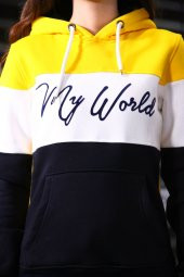 Sevgili Kombinleri Renkli Sweatshirt Kapşonlu My World - 3