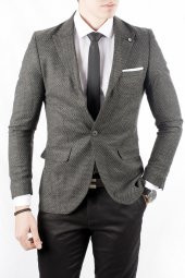 DeepSEA Örgülü Kare Desenli İtalyan Kesim Blazer Ceket 1800187 - 5