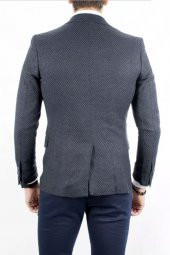 DeepSEA Örgülü Kare Desenli İtalyan Kesim Blazer Ceket 1800187 - 2