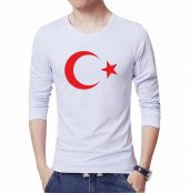 AY YILDIZLI TİŞÖRT - BEYAZ UZUN KOLLU TSHIRT TÜRK BAYRAĞI - 1