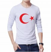 AY YILDIZLI TİŞÖRT - BEYAZ UZUN KOLLU TSHIRT TÜRK BAYRAĞI - 3