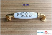 PORSELEN GÖRÜNÜMLÜ MOBİLYA DOLAP KULP 96 MM YALDIZLI - ALTIN - 1