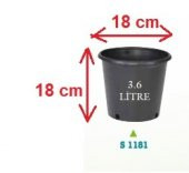 Siyah Uretim Saksısı 20 Adet 18x18 cm 3,6 Litre Üretim Saksısı Siyah Saksı Fide Saksı - 1