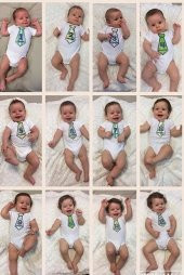 12 Ay 12 Parça Fotoğraf Çekimi İçin Erkek Bebek Body Seti - 2