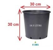 Siyah Uretim Saksısı 5 Adet 30x30 cm 18,5 Litre Fide Saksısı Üretim Saksı Siyah Saksı - 1