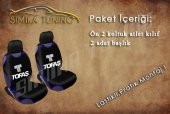 Tofaş Sax Mavi Renk Dikişli Ön Koltuk 2 Adet Başlık Atlet Kılıf - 1