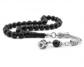 Kararmaz Metal Pençe Tasarım Harf Püsküllü Küre Kesim Rus Oltu Tesbih - 1