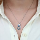 Turkuaz Zirkon Taşlı Elif-Vav-Lale Tasarım 925 Ayar Gümüş Bayan Kolye - 3