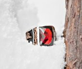 Tuğra İşlemeli Kırmızı Zirkon Taşlı 925 Ayar Gümüş Milli İrade Yüzüğü - 3