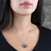 Renkli Zirkon Taşlı İki Kullanımlı Üç Kalp 925 Ayar Gümüş Bayan Kolye - 1