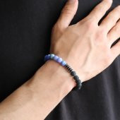 Küre Kesim Mor Lav-Hematit-Akik Doğaltaş Bileklik - 3