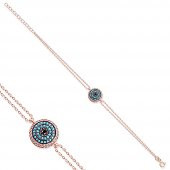 Firuze Taşlı Yuvarlak Tasarım 925 Ayar Gümüş Bayan Bileklik - 5