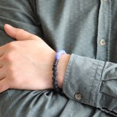 Küre Kesim Mor Lav-Hematit-Akik Doğaltaş Bileklik - 5