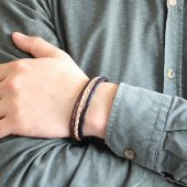 Hasır Tasarım 3 Sıra Renk Kombinli Deri Erkek Bileklik - 3