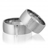 Klasik Tasarım Gri Renk 925 Ayar Gümüş Çift Alyans - 2