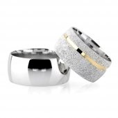 Klasik Model Şeritli Tasarım 925 Ayar Gümüş Çift Alyans - 1